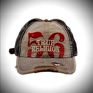 True Religion Men's Distressed Baseball Cap